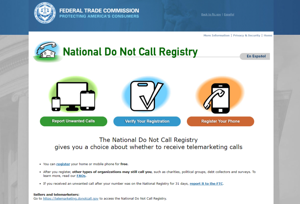 Stop Spam and Robocalls - National Do Not Call Registry