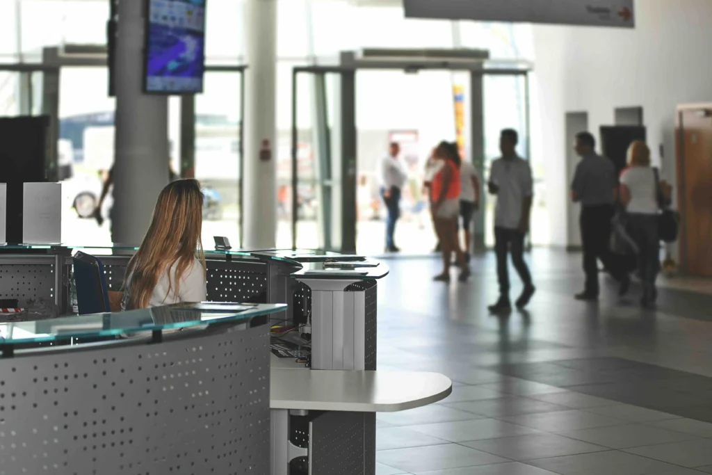 Woman Waiting on Front desk