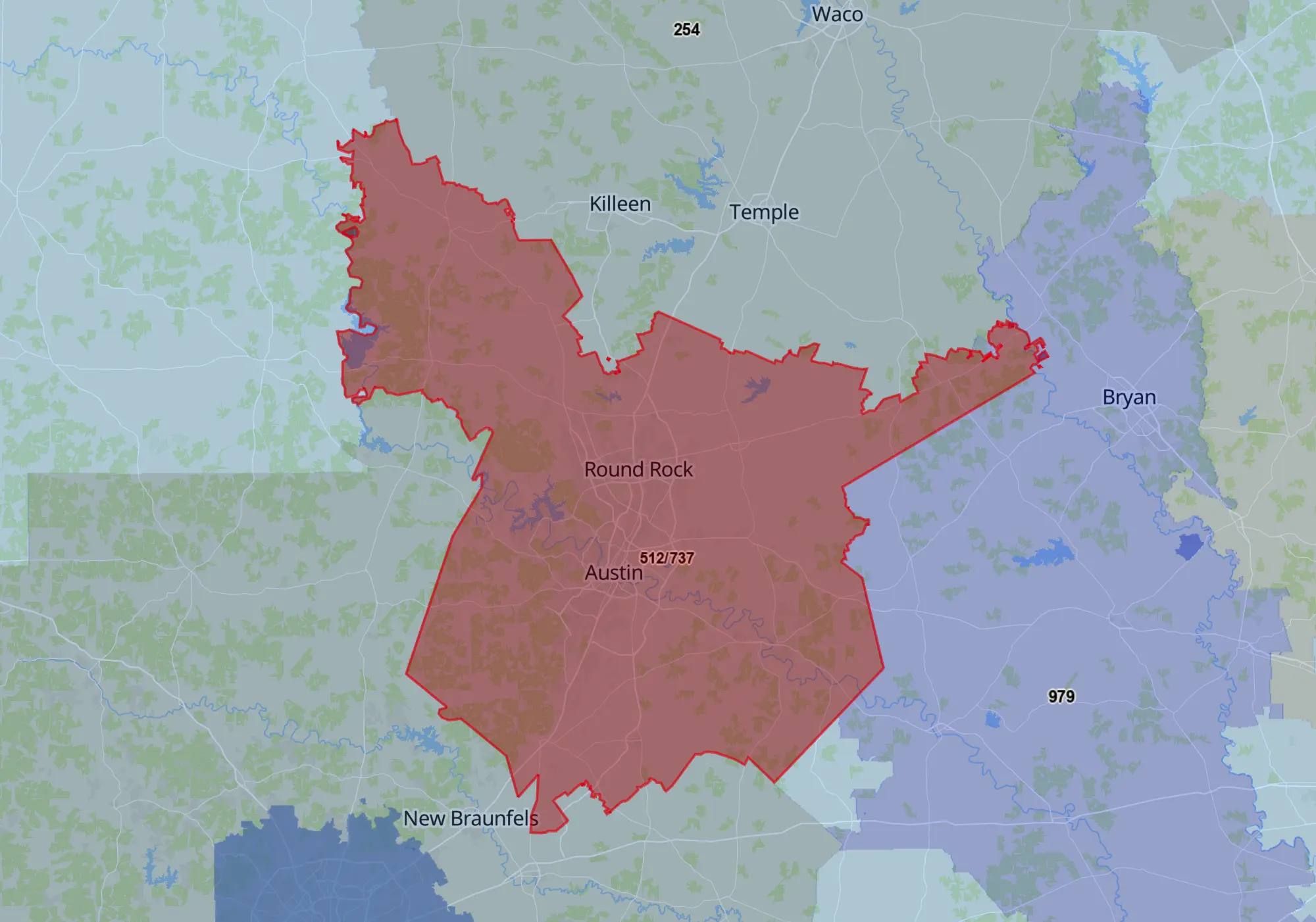 512-Area-Code-Map