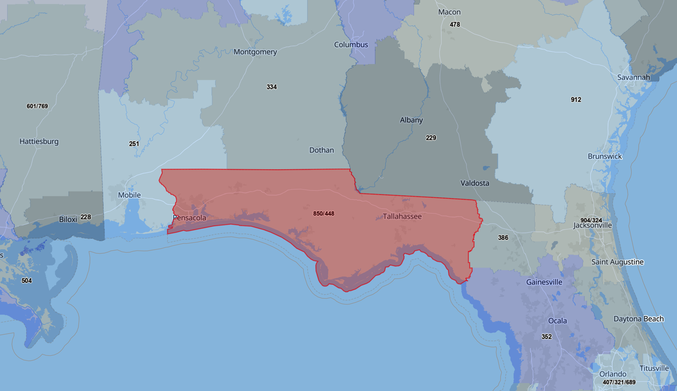 Florida Panhandle: Area Code 850 and its Overlay