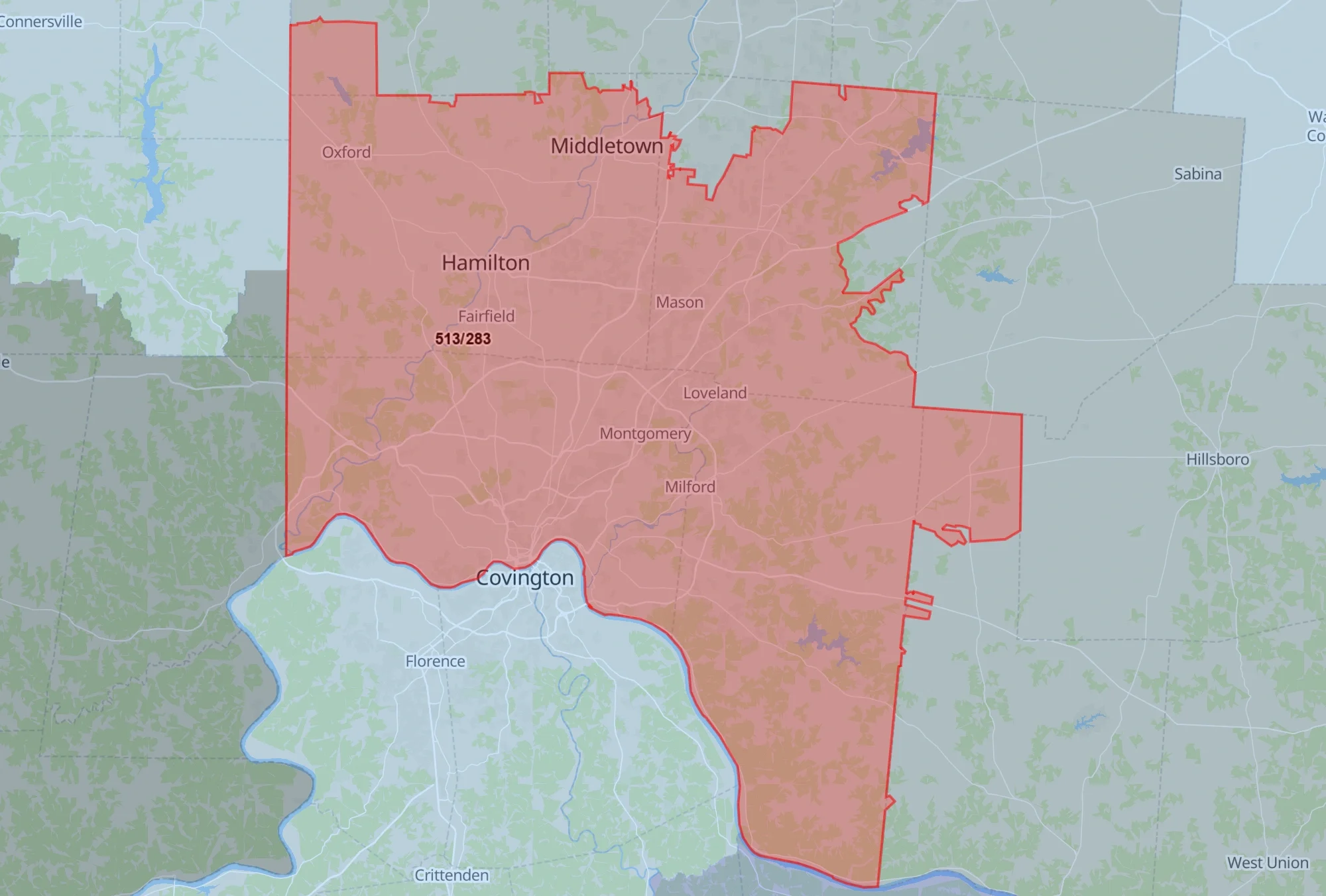 513 and 283 area codes in Cincinnati, OH