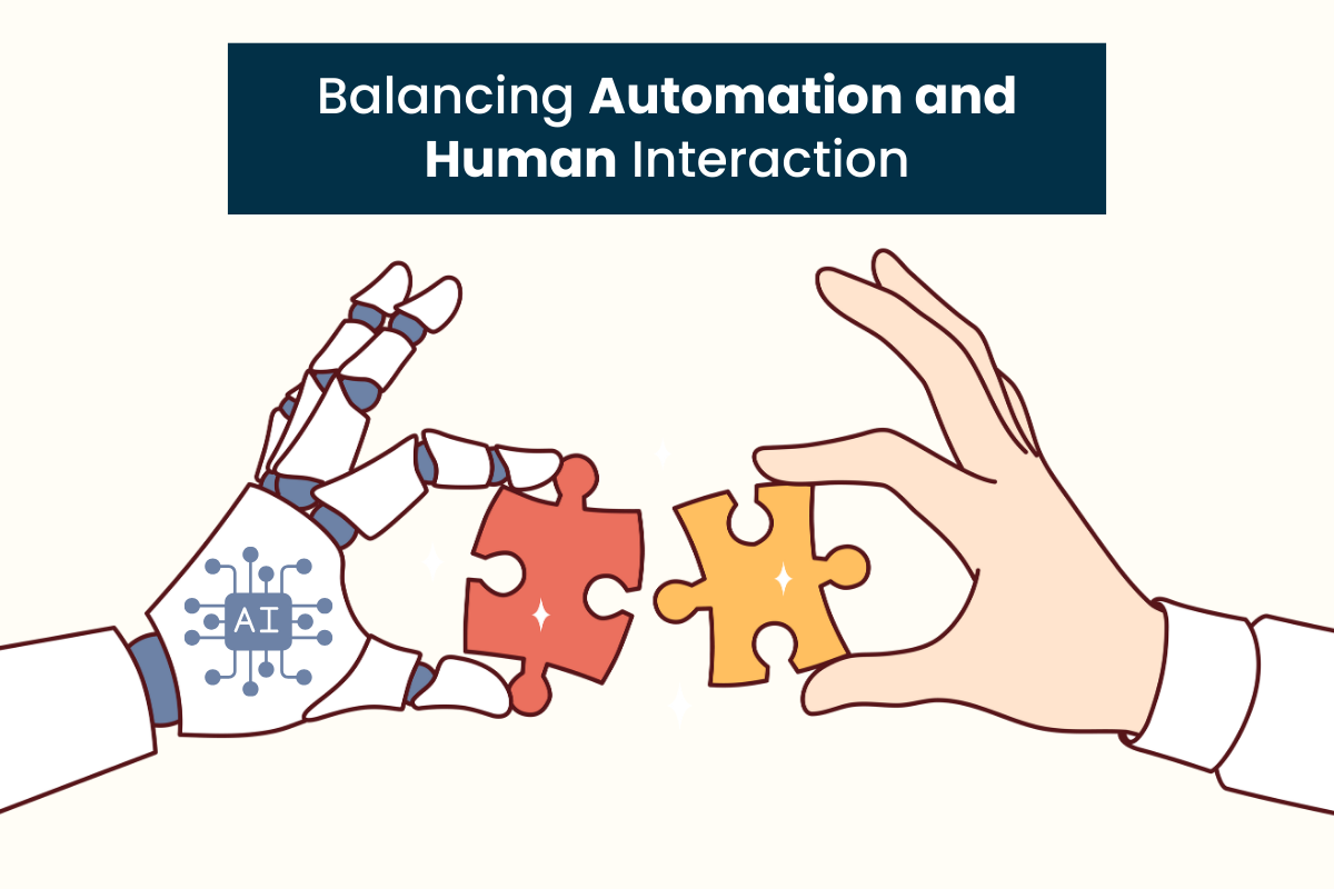 Illustration showing the balance between automation and human interaction in call tracking.